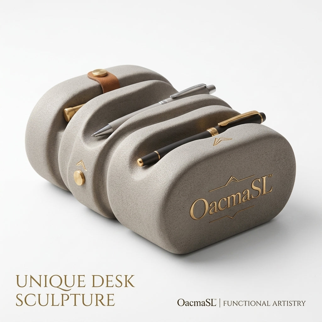OacmaSL™ Unique Desk Sculpture Pen Holder – Modern Desktop Organizer, Decorative Office Pen Stand, Luxury Desk Accessory, Pencil Holder for Home Office, Executive Desk Décor, Functional Art Organizer