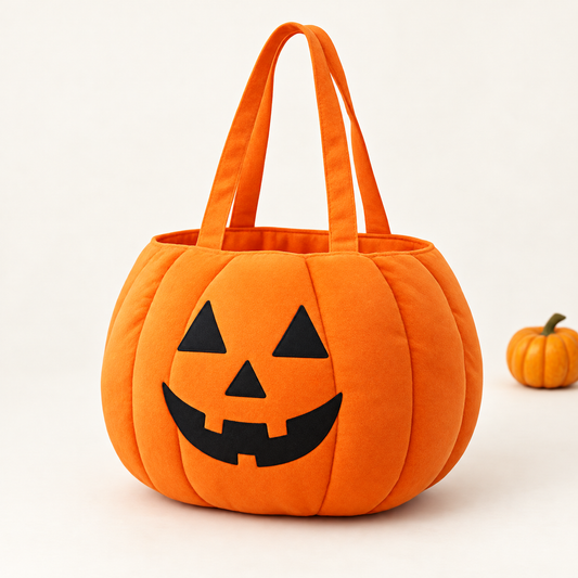 Orange plush pumpkin trick-or-treat tote bag product image