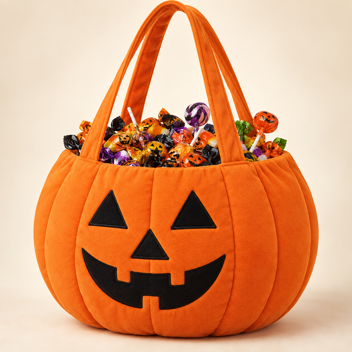 Pumpkin candy tote for kids Halloween product view