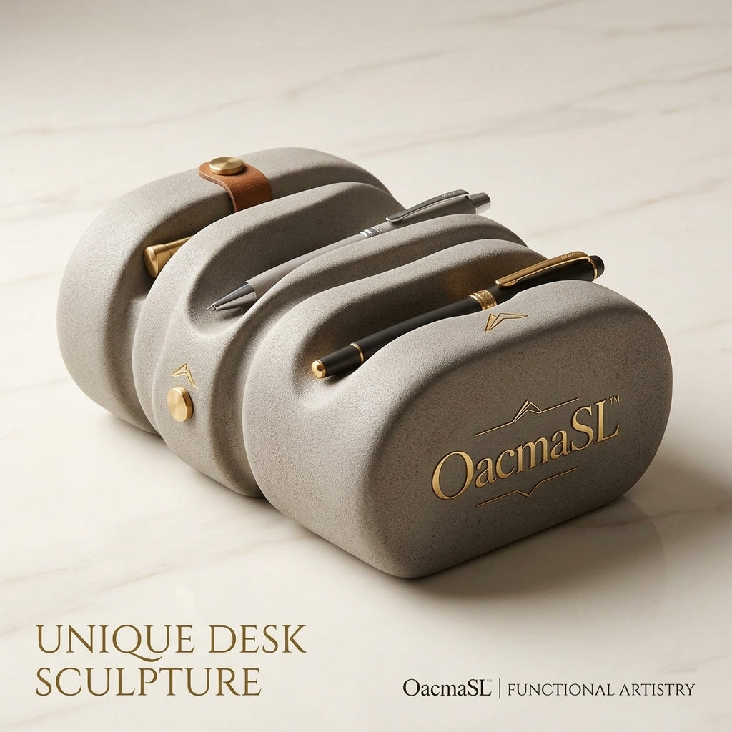 OacmaSL™ Unique Desk Sculpture Pen Holder – Modern Desktop Organizer, Decorative Office Pen Stand, Luxury Desk Accessory, Pencil Holder for Home Office, Executive Desk Décor, Functional Art Organizer