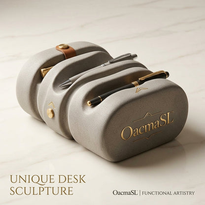 OacmaSL™ Unique Desk Sculpture Pen Holder – Modern Desktop Organizer, Decorative Office Pen Stand, Luxury Desk Accessory, Pencil Holder for Home Office, Executive Desk Décor, Functional Art Organizer