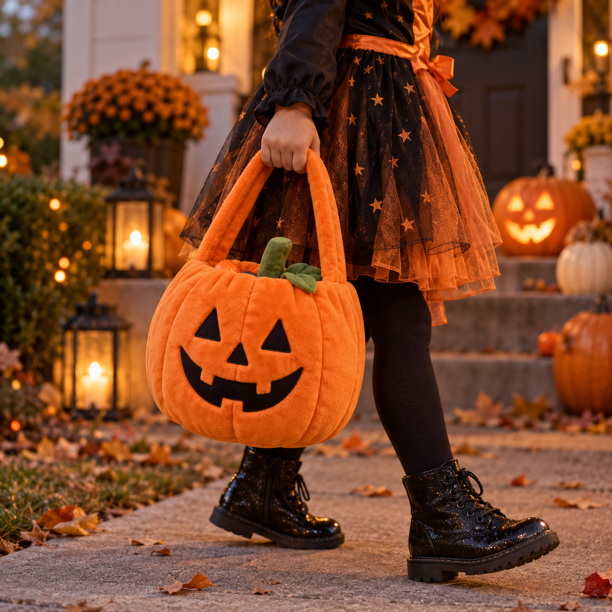 Plush jack-o-lantern treat bag Halloween product image
