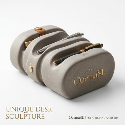 OacmaSL™ Unique Desk Sculpture Pen Holder – Modern Desktop Organizer, Decorative Office Pen Stand, Luxury Desk Accessory, Pencil Holder for Home Office, Executive Desk Décor, Functional Art Organizer