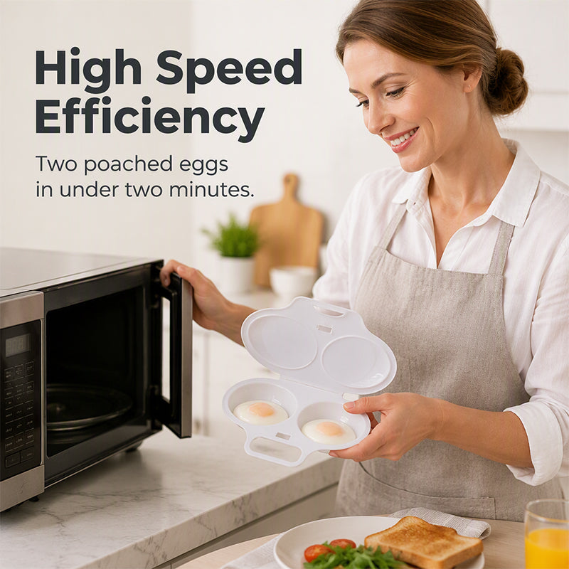 🥳2026 HOT SALE🥳💞50K+ SOLD! 🥗🎁Buy 1 Get 1 Free ! ! ! Microwave Egg Poacher——Dual‑cavity, non‑stick & easy clean. Healthier than frying – stock up & save! 🏠✅