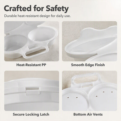 🥳2026 HOT SALE🥳💞50K+ SOLD! 🥗🎁Buy 1 Get 1 Free ! ! ! Microwave Egg Poacher——Dual‑cavity, non‑stick & easy clean. Healthier than frying – stock up & save! 🏠✅