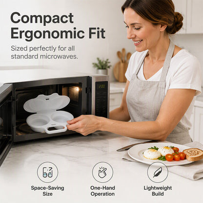 🥳2026 HOT SALE🥳💞50K+ SOLD! 🥗🎁Buy 1 Get 1 Free ! ! ! Microwave Egg Poacher——Dual‑cavity, non‑stick & easy clean. Healthier than frying – stock up & save! 🏠✅