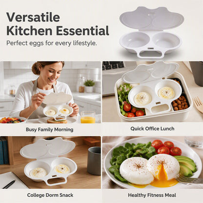 🥳2026 HOT SALE🥳💞50K+ SOLD! 🥗🎁Buy 1 Get 1 Free ! ! ! Microwave Egg Poacher——Dual‑cavity, non‑stick & easy clean. Healthier than frying – stock up & save! 🏠✅