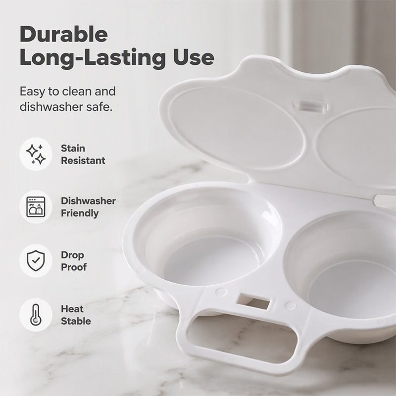 🥳2026 HOT SALE🥳💞50K+ SOLD! 🥗🎁Buy 1 Get 1 Free ! ! ! Microwave Egg Poacher——Dual‑cavity, non‑stick & easy clean. Healthier than frying – stock up & save! 🏠✅