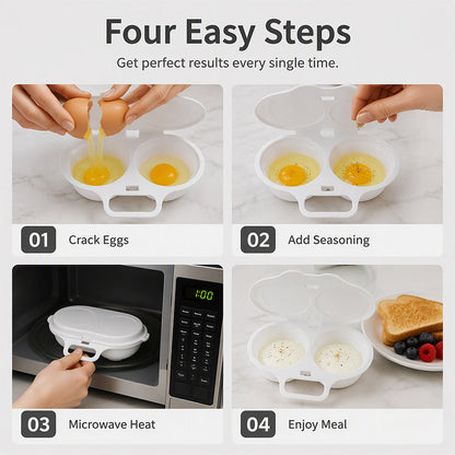 🥳2026 HOT SALE🥳💞50K+ SOLD! 🥗🎁Buy 1 Get 1 Free ! ! ! Microwave Egg Poacher——Dual‑cavity, non‑stick & easy clean. Healthier than frying – stock up & save! 🏠✅
